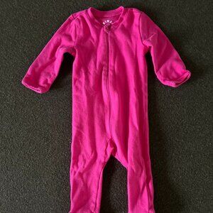 Primary Baby Organic Zip Footie- Fuchsia